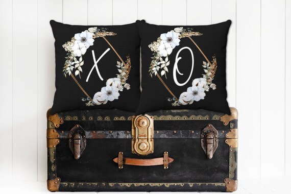 Black and white monogram pillow online