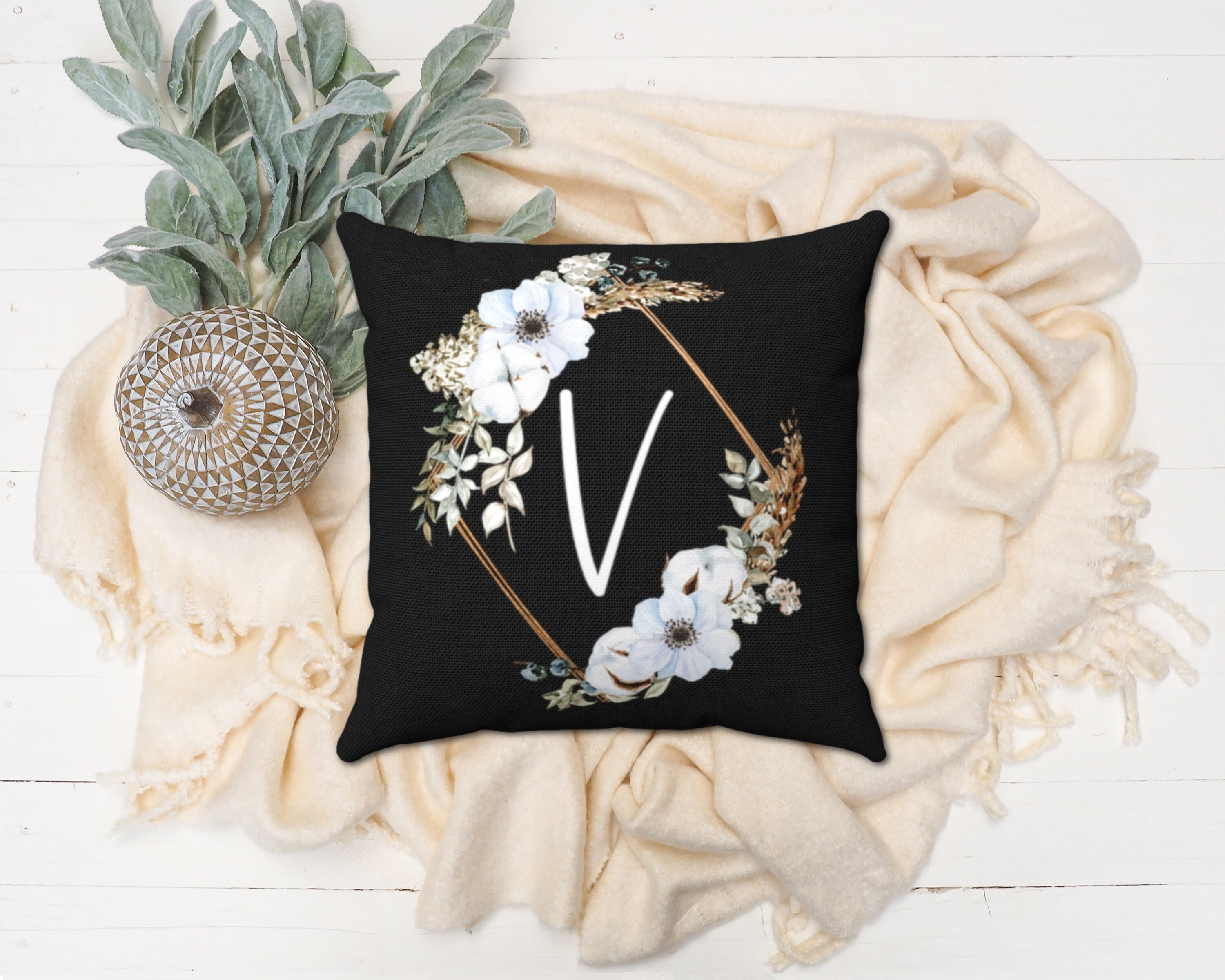 LETTER V PILLOW Cover Initial Pillow Letter V Pillow Etsy