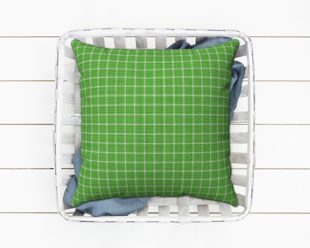 GREEN PILLOW COVERS, Apple Green Check, Apple Green Pillows, Graph