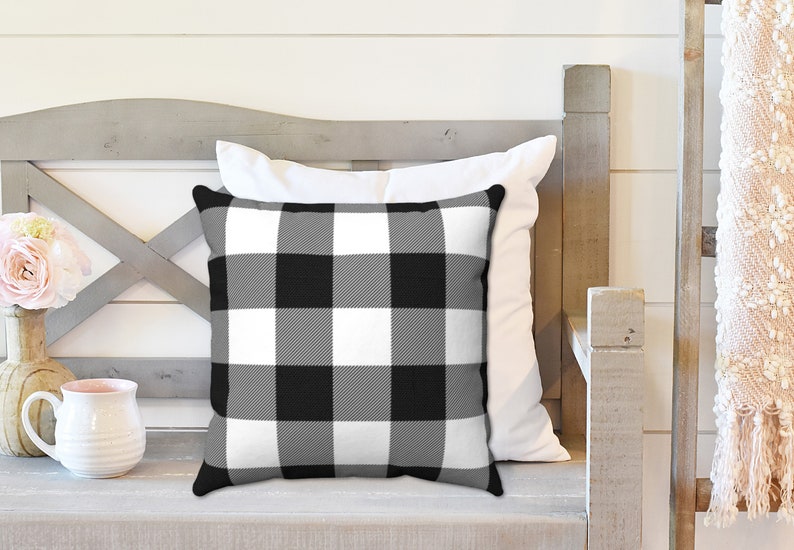 BUFFALO CHECK Pillow Cover Black and White Fall Pillow Etsy