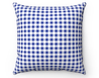 blue gingham throw pillows