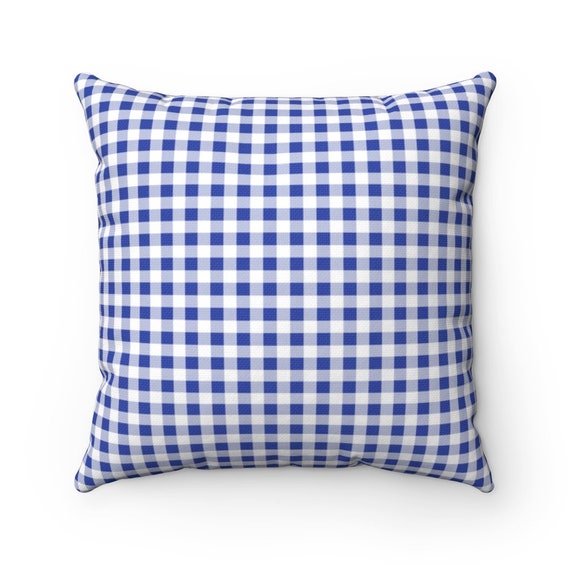 BLUE GINGHAM Pillow Cover Blue White Pillow Blue and White Etsy