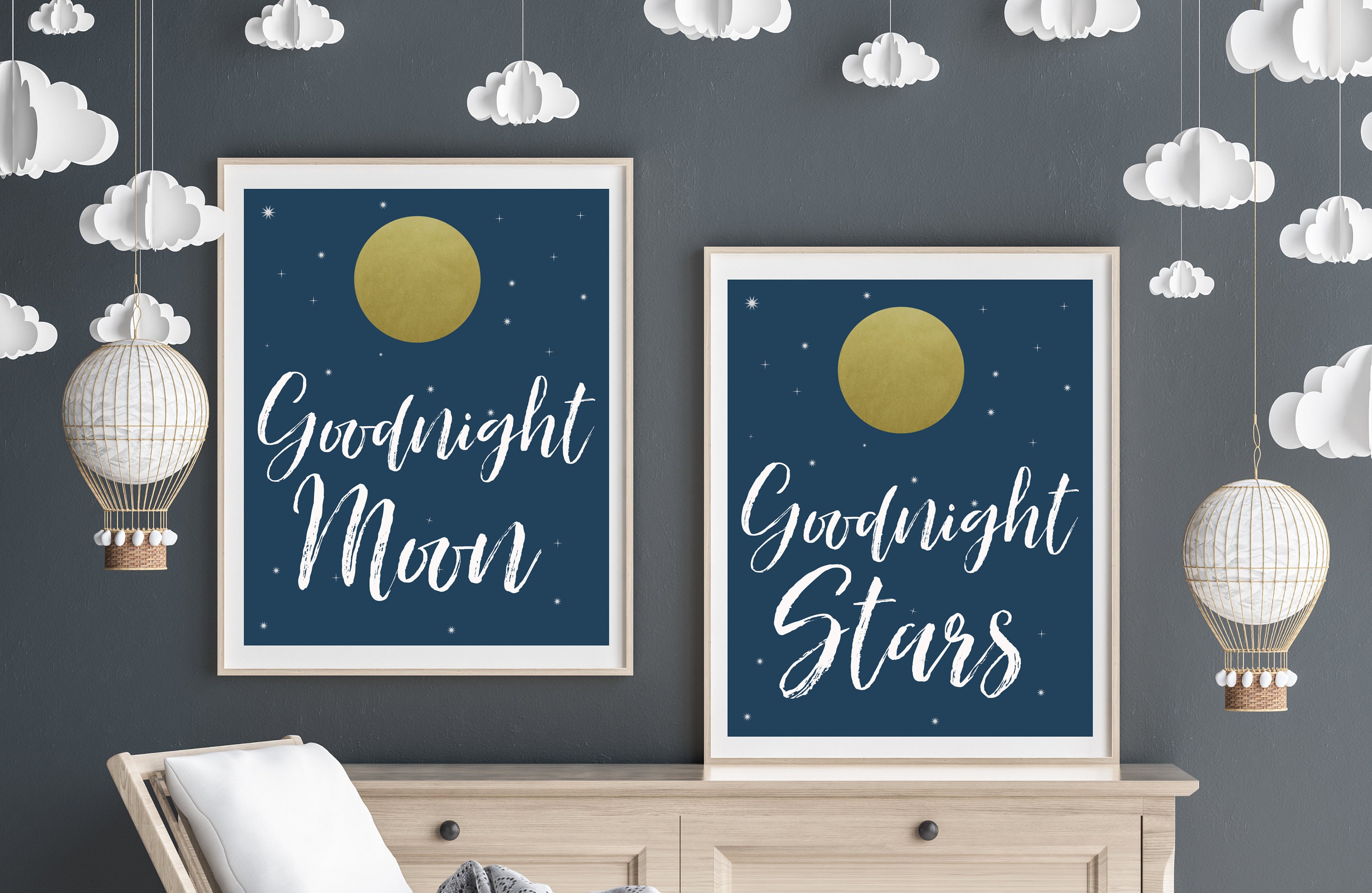 GOODNIGHT MOON Sign Printable Moon and Stars Print - Etsy Australia
