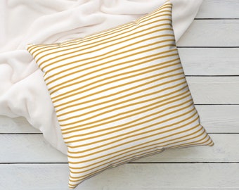 yellow striped throw pillows