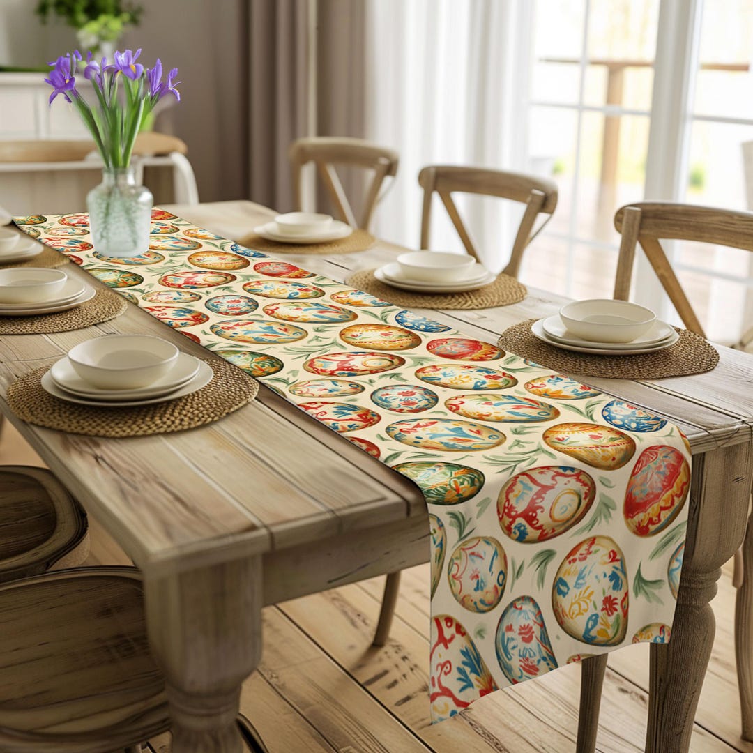 Easter Table Runner : Vintage Style Easter Egg Pattern in 2 Sizes - Etsy