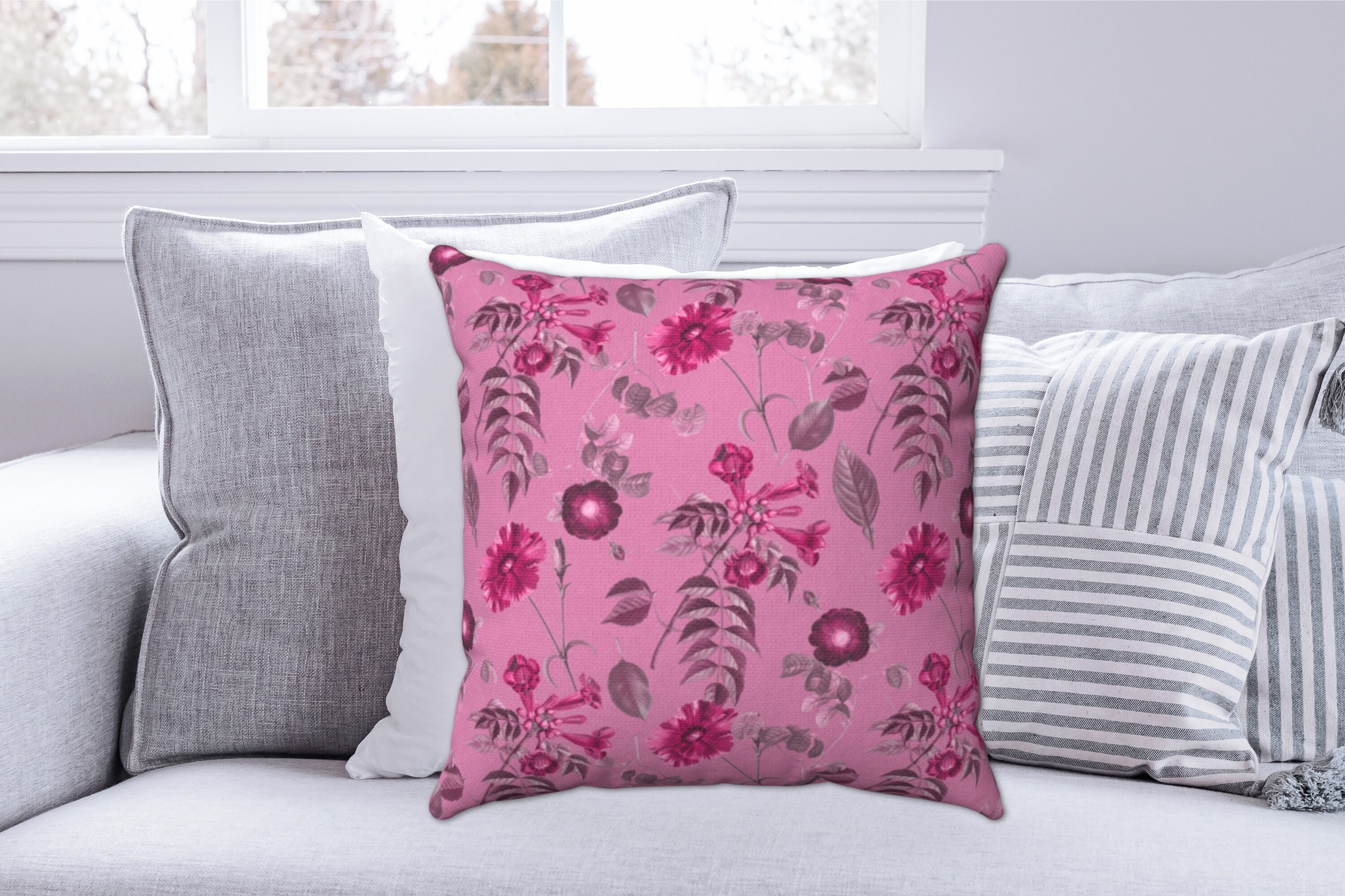 Cubierta de almohada floral rosa almohada botánica rosa | Etsy