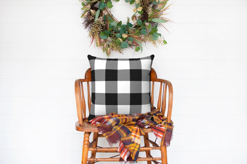 BUFFALO CHECK Pillow Cover Black and White Fall Pillow Etsy