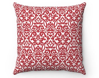Red White Baroque Pillow Cover, Regency Decor