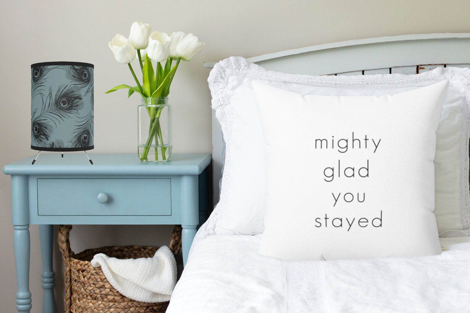 MIGHTY GLAD YOU Stayed Pillow Cover Guest Room Pillow Cover Etsy