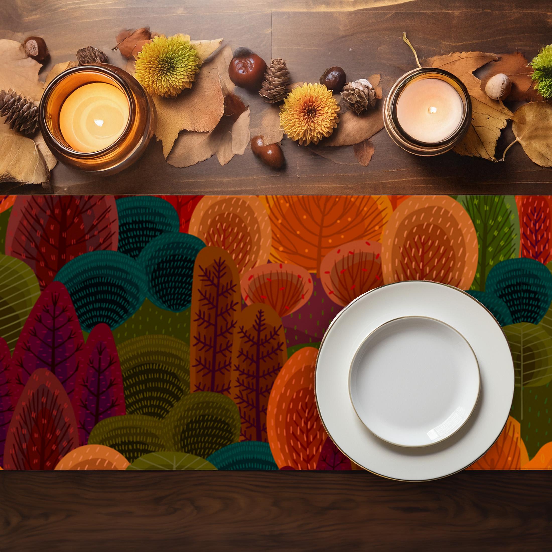 Herbst-Tischläufer Mit Ahornblättern – Bunter Tischdeko Für Küche & Wohnzimmer, 33 X 183 Cm, Aus Polyester