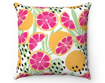 GRAPEFRUIT PILLOW COVER, Summer Pillow Covers, Red Grapefruit, Citrus Pillow Cover, Abstract Pillow Cover, Bright Pillows, Multiple Sizes