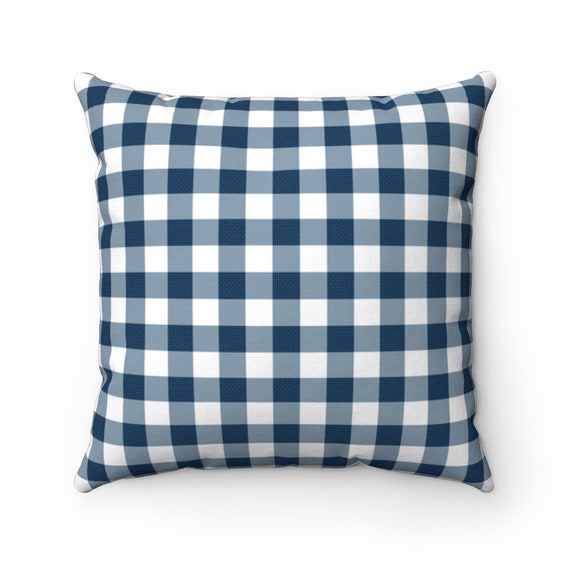 blue gingham pillows