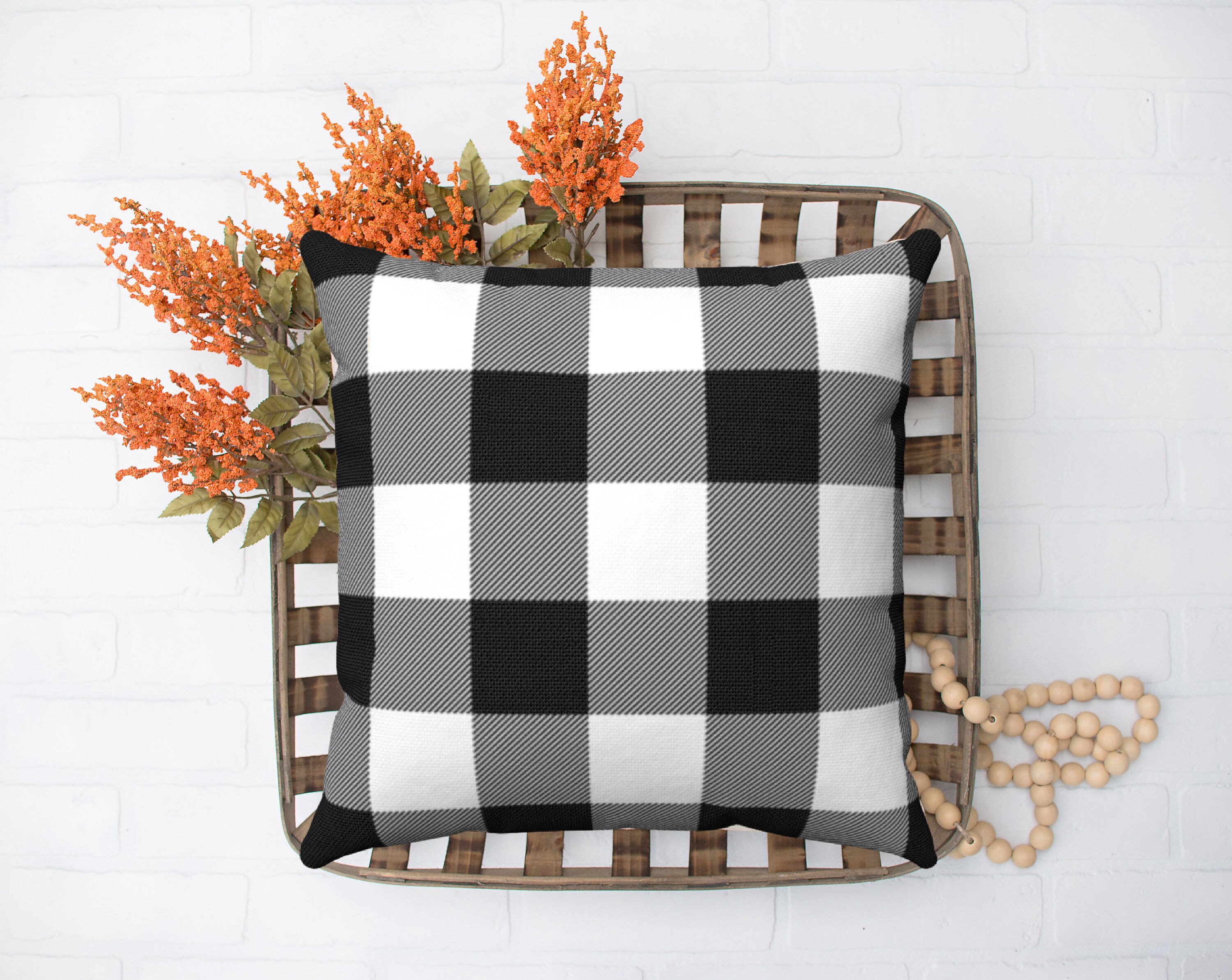BUFFALO CHECK Pillow Cover Black and White Fall Pillow Etsy