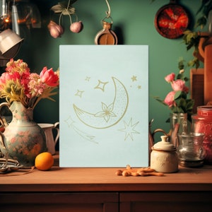 Moon Cutting Board, Kitchen Accessories, Kitchen Gift, Moon Gift, Bohemian, Charcuterie Board, Tempered Glass Cutting Board, 2 Sizes