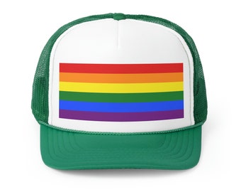 Gorra de camionero con la bandera del arcoíris, atuendo del orgullo LGBTQ en verde, rosa o negro