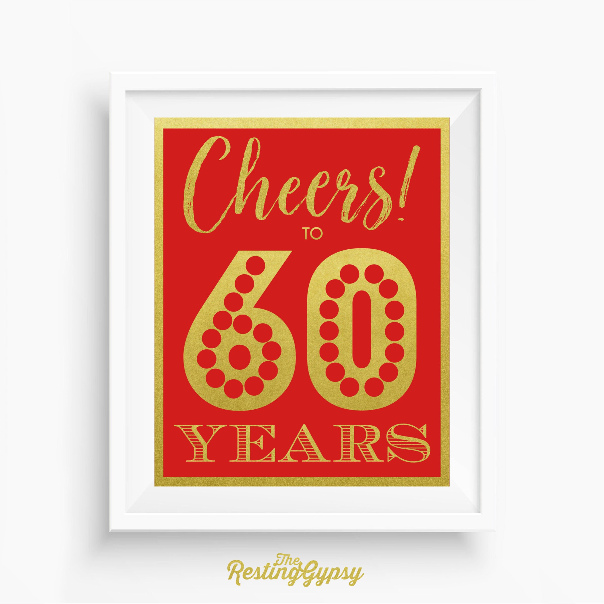 CHEERS TO 60 YEARS Instant Printable Download 60th Etsy