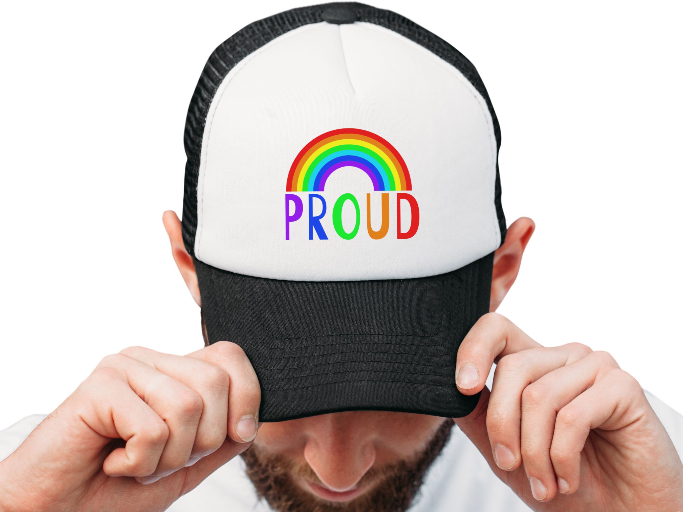 Cappello da camionista con spugna e bandiera arcobaleno