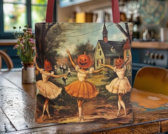 Bolsa de Halloween estilo vintage: bailarinas de calabaza kitsch con múltiples opciones