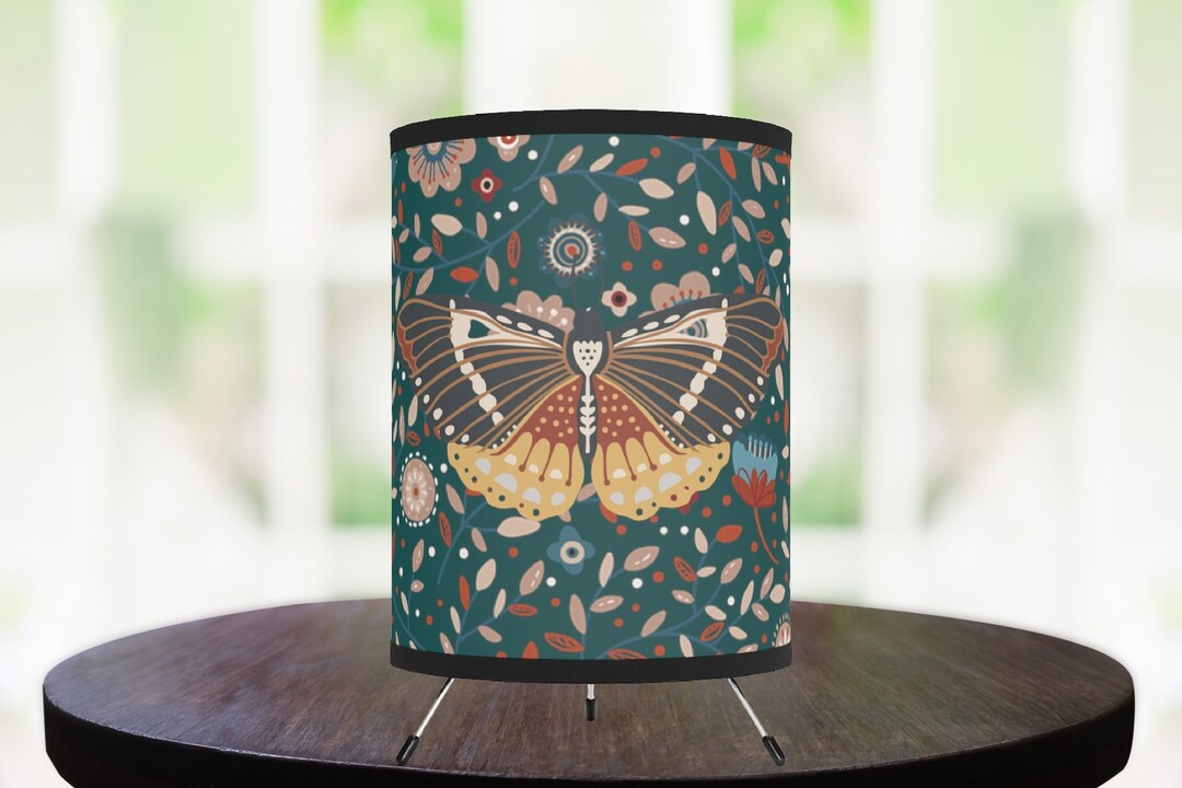 BUTTERFLY LAMP, Boho Desk Lamp, Bedroom Lamp, Tripod Lamp, Botanical