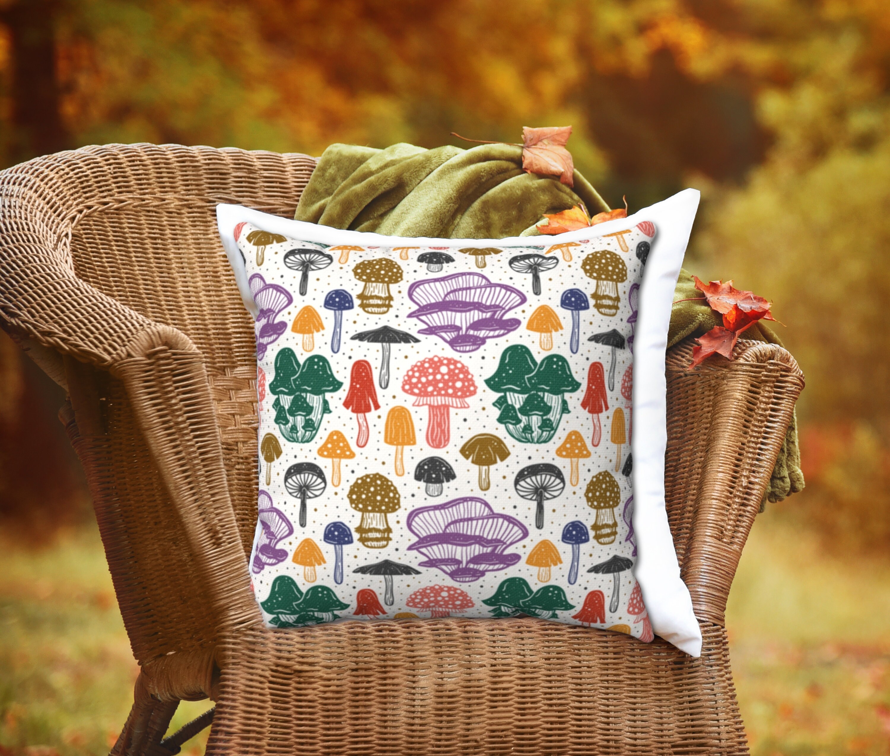 MUSHROOM PILLOW COVER Mushroom Pattern Fall Pillow Case Etsy