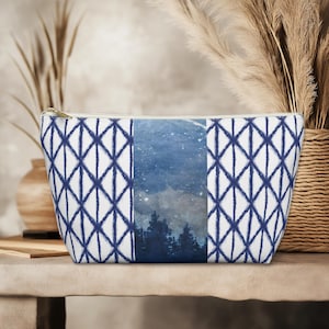 Borsa per accessori, motivo Shibori con cielo notturno di pino, borsa per il trucco, astuccio per cosmetici, organizer da viaggio, astuccio per articoli da toeletta, regalo per lei