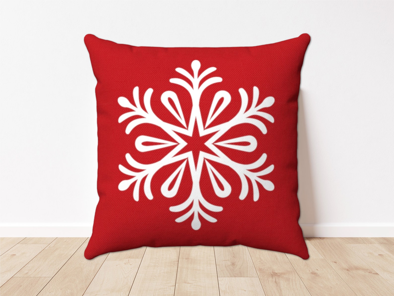 SNOWFLAKE PILLOW COVER Red Snowflake Pillow Large Snowflake Etsy
