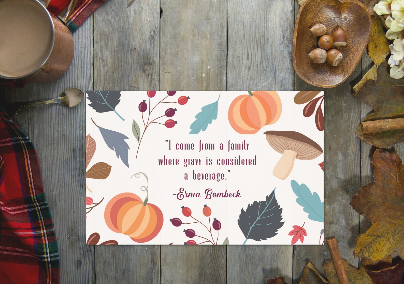 THANKSGIVING PLACEMAT SET Printable Erma Bombeck Quotes Etsy