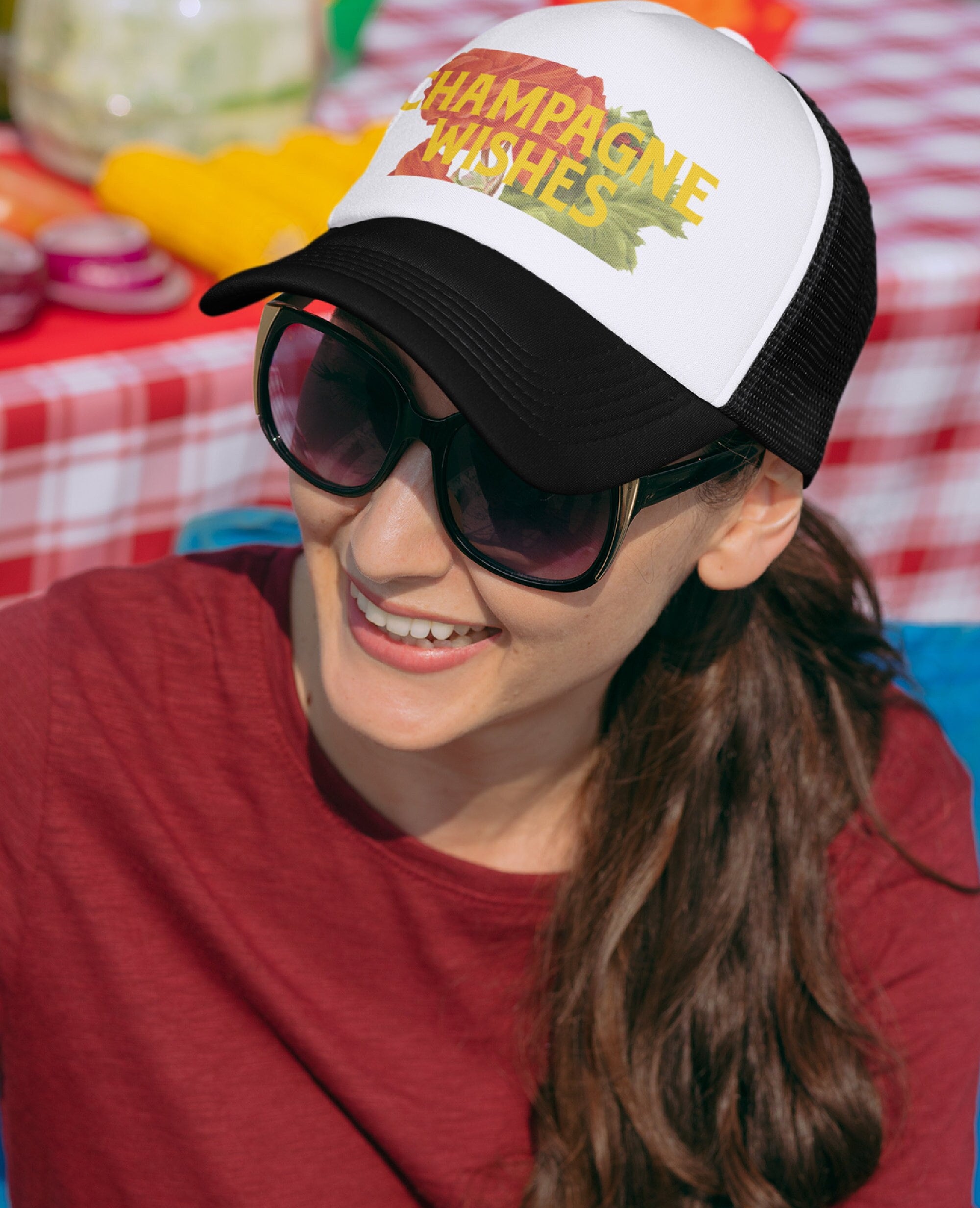 Champagne Wishes Trucker Hat Snapback Available in 3 Colors 