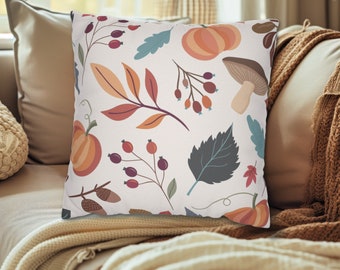 Fall Pillow Autumn Leaves Pillow Pumpkins Mushrooms, Fall Home Décor, Autumn Home Décor, Vintage Fall Aesthetic, Outdoor Fall Pillows