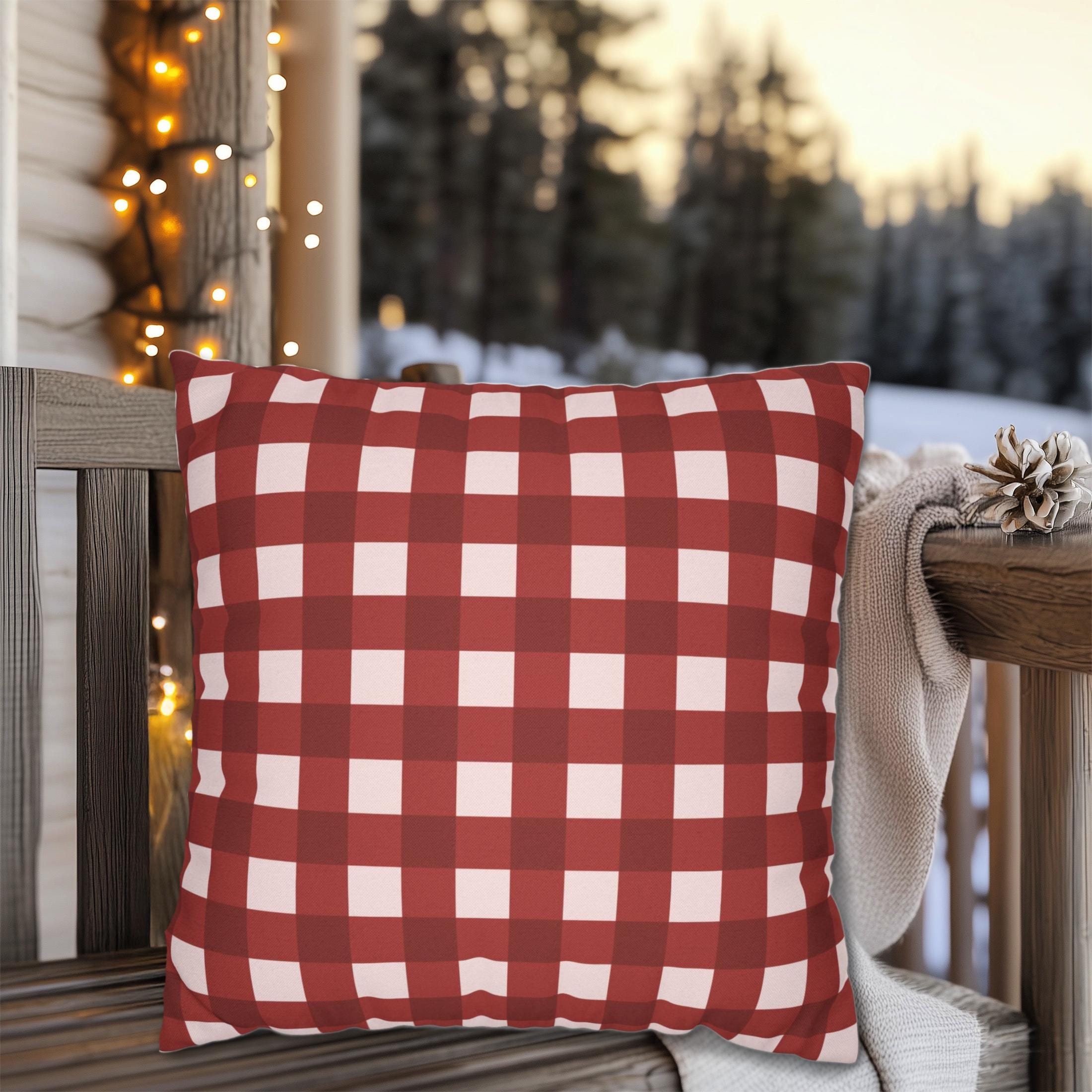 Cranberry Red Gingham Plaid Throw Pillow Cover, Farmhouse Decor - Etsy