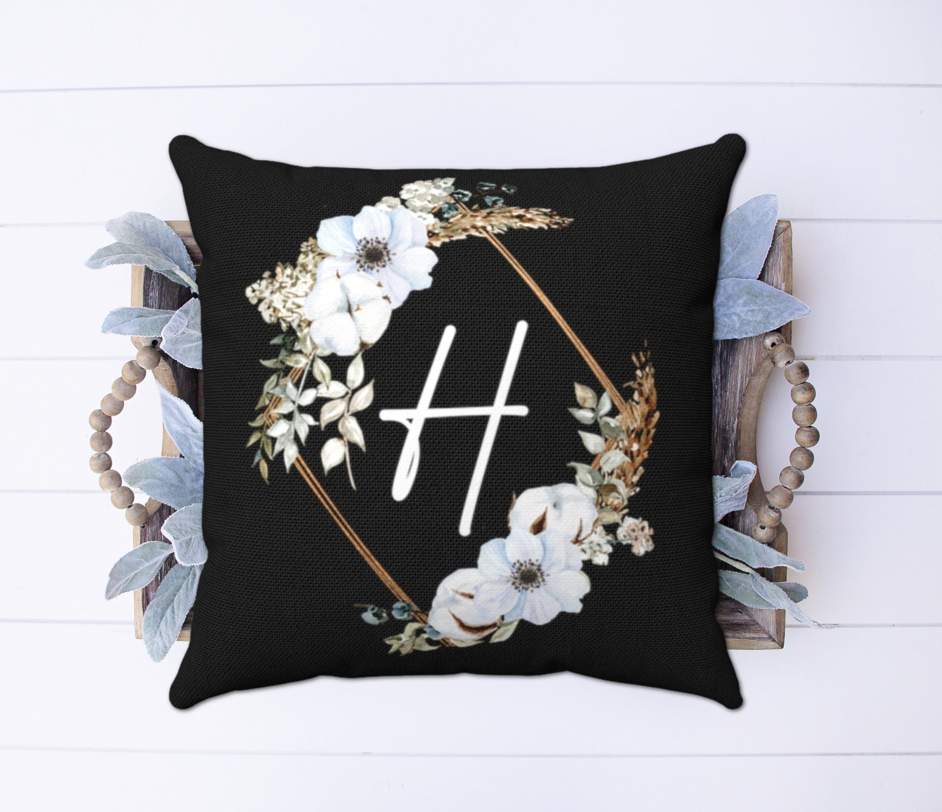 LETTER H PILLOW Cover Initial Pillow Letter H Pillow Etsy