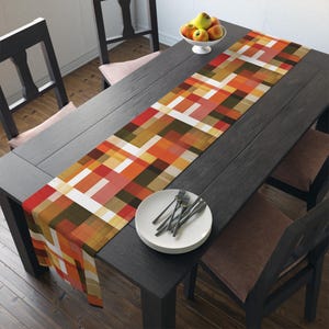 Mid Century Modern Abstract Fall Autumn Table Runner in 2 Fabrics 2 Sizes, Fall Table Decorations, Fall Colors Table Runner, Autumn Decor