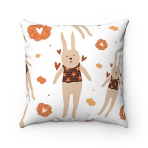 Bunny Pillow Cover, Bunny Kids Decor, Childrens Pillows, Kids Room Decor, Bunny Rabbit Pillow, Kids Room, Bunny Nursery, Multiple Sizes
