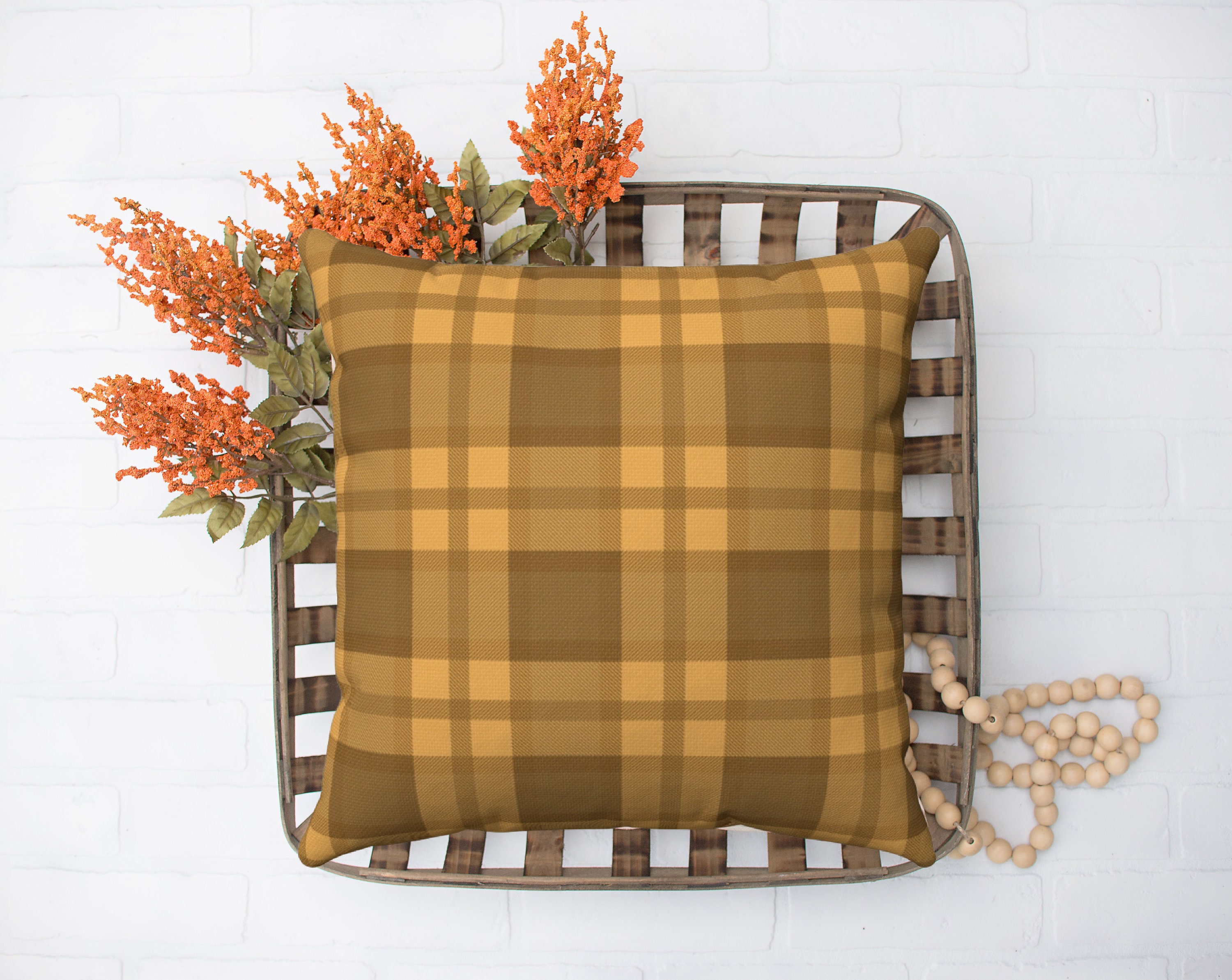 BROWN PLAID Pillow Cover Fall Pillow Cover Brown Tartan Etsy