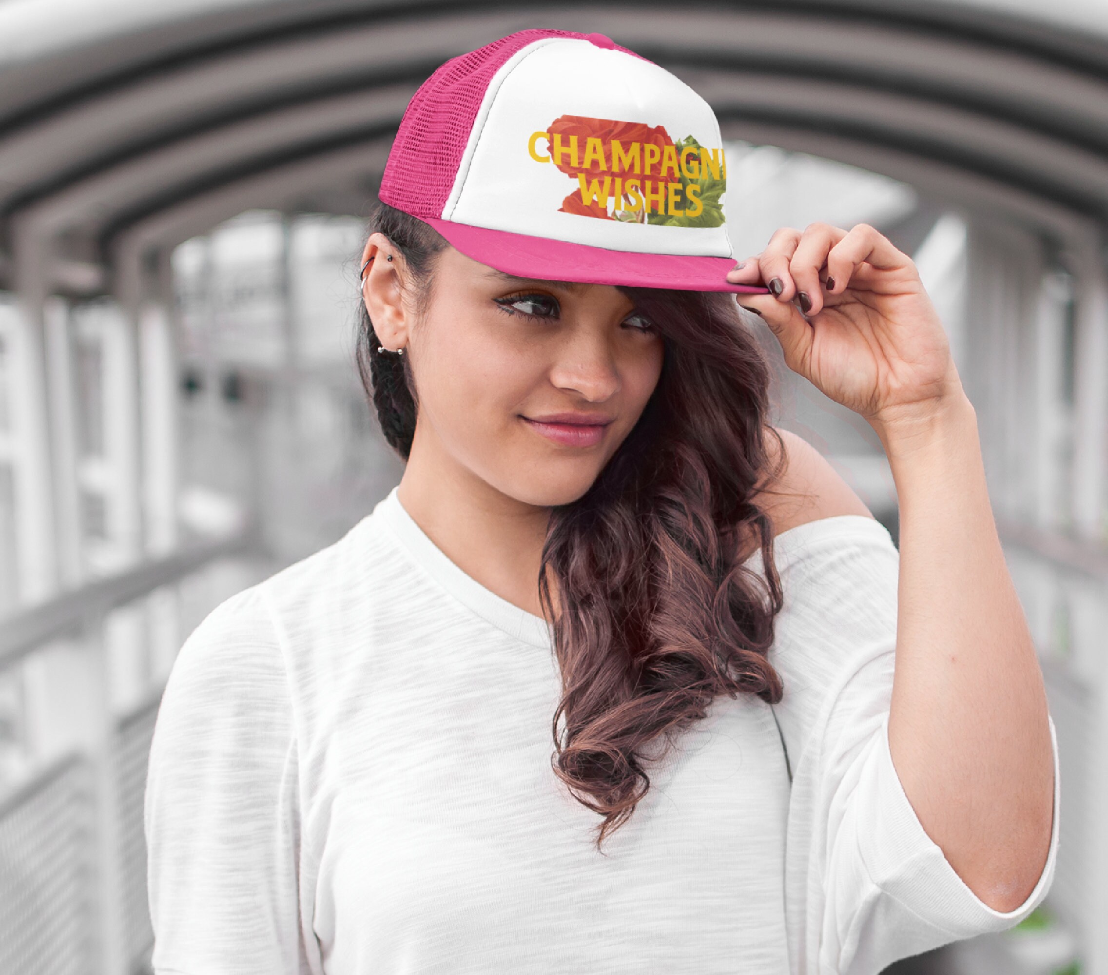 Champagne Wishes Trucker Hat Snapback Available in 3 Colors  display picture 2