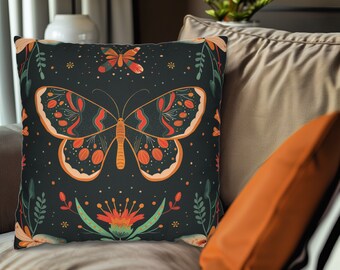 Schmetterling Dekokissen schwarz botanische Blumen, Schmetterling Wohnkultur, Schmetterling Haushaltswaren, Outdoor Schmetterling Kissen, Boho Schmetterling