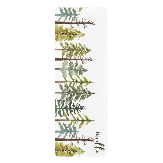 Custom Yoga Mat Personalized Yoga Mat, Forest Yoga Mat, Pine Tree Yoga Mat, Yoga Lover Gift, Yoga Instructor Gift, Bridesmaid, 24 x 68"