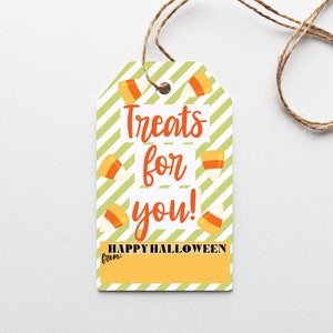 Halloween Gift Tag, Printable, Treats for You, Favor Tag, Halloween Party Favor Tag, Trick or Treat Bag Tag, Customization Option