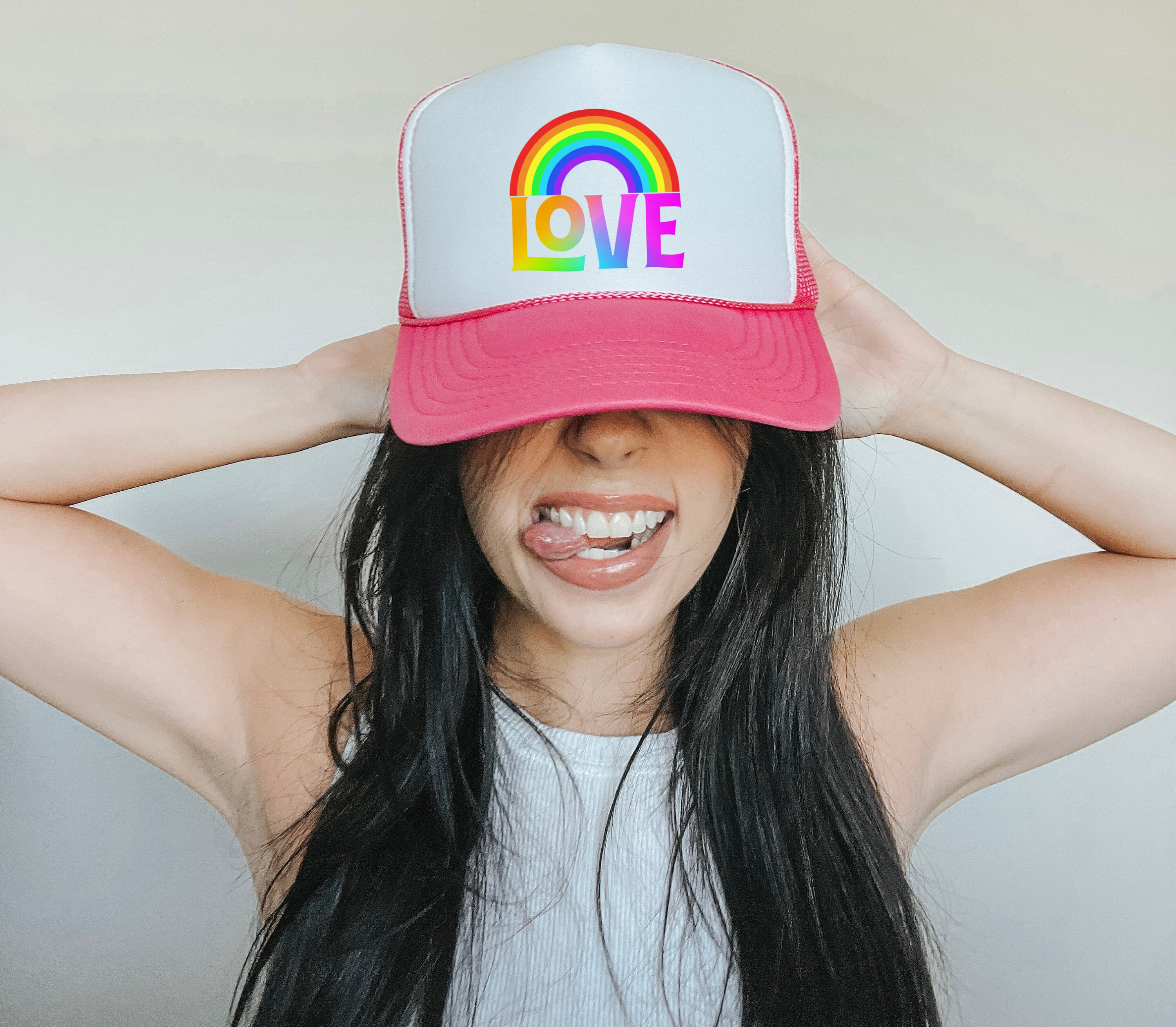 LGBT Rainbow Heart Baseball Cap - Love Is Love Pride Trucker Hat, Adjustable Unisex - View #6
