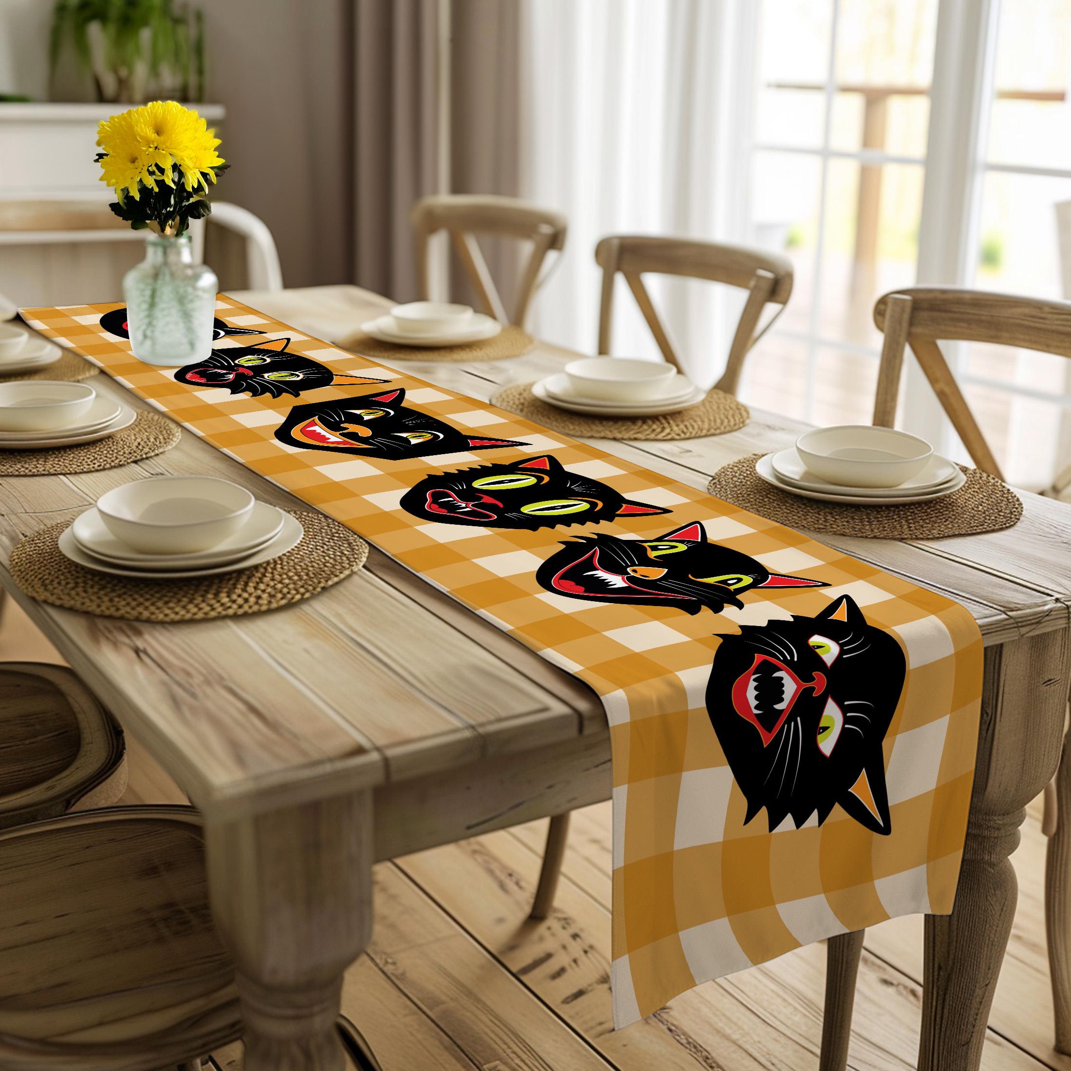 Halloween Crows Table Runner - 14x72 Inch Polyester Dining Table Decor