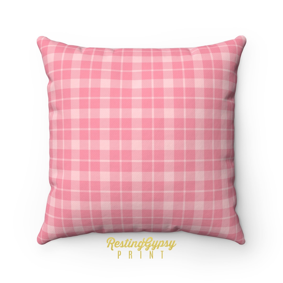 PINK PLAID Pillow Cover Pink Check Pillow Case Pink Pillow Etsy