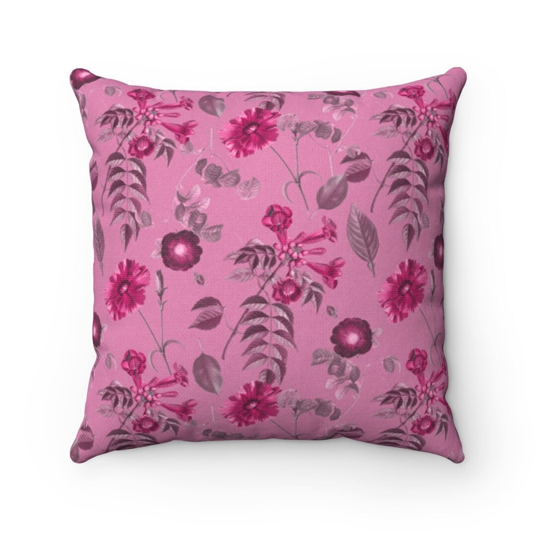 PINK FLORAL Pillow Cover, Botanical Pillow, Raspberry Pink, Botanical