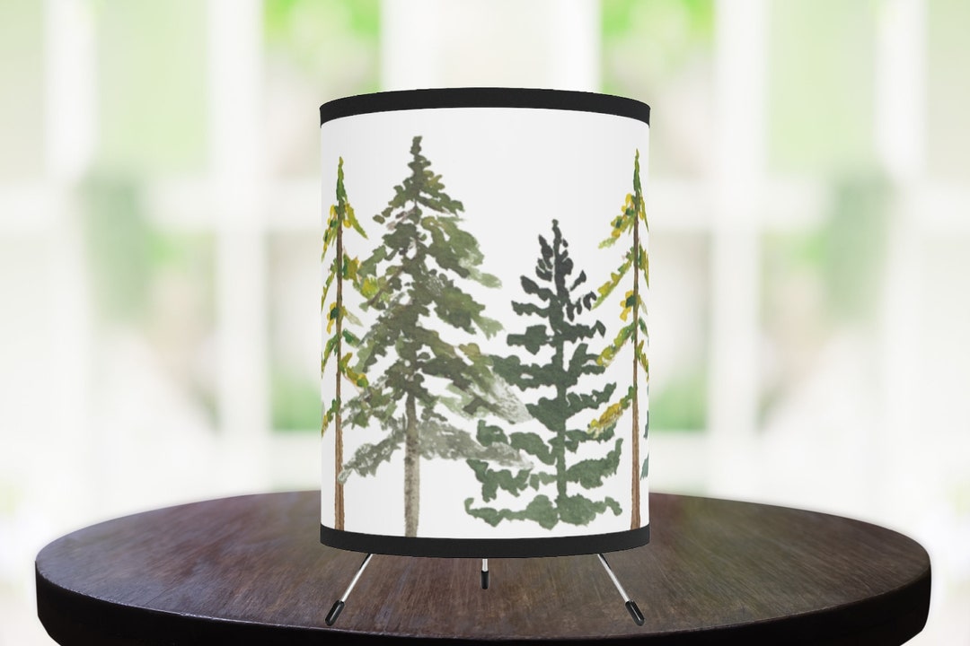 Round Lamp Tree Round Table Lamp, Pine Branches, Bedside Lamp, Small Desk Lamp ...