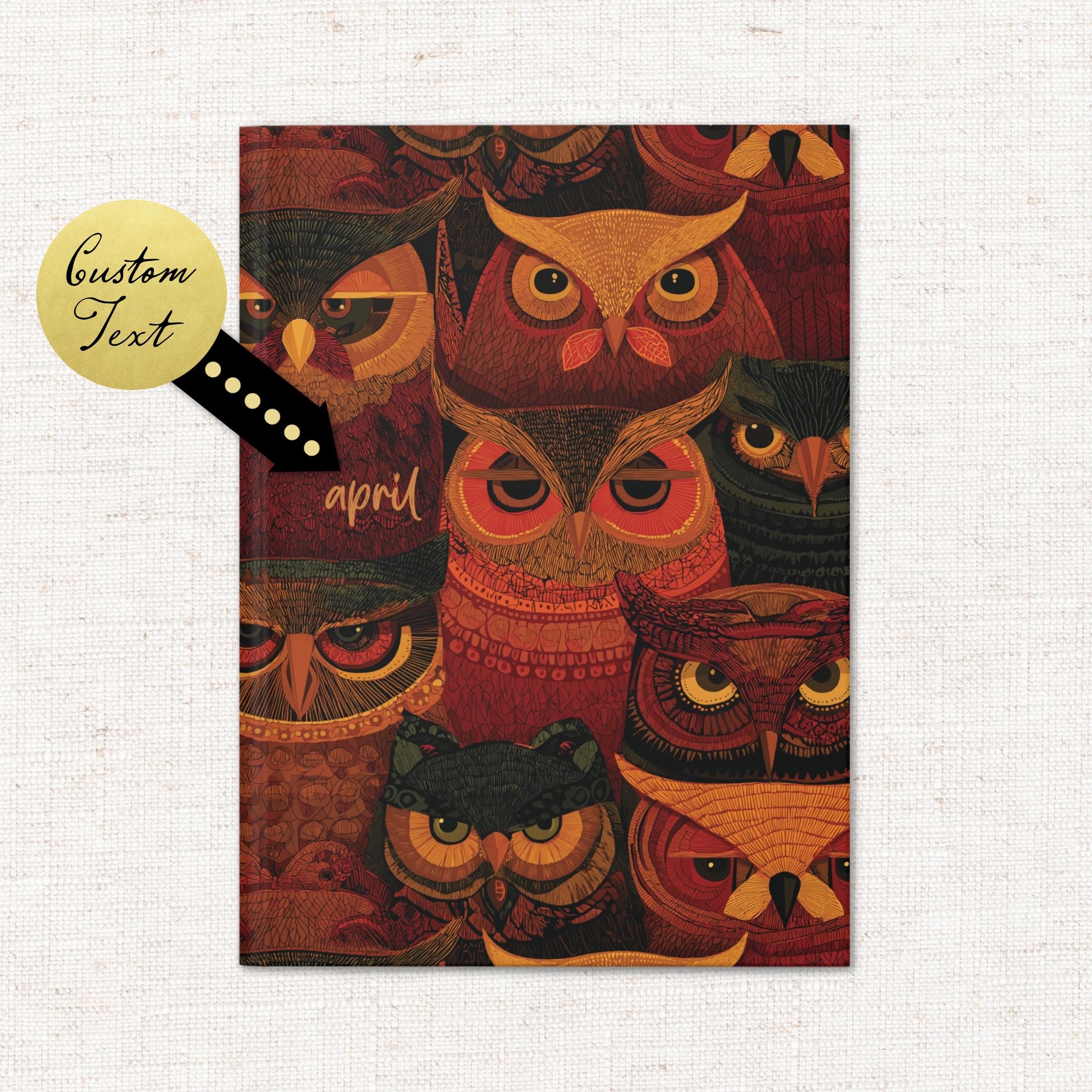 Custom Owl Journal: Fall Colors Lined Hardback