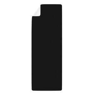 May include: A black rectangular sticker with a white edge.