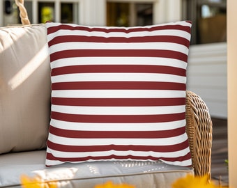 Red White Striped Throw Pillow, Red and White Pillows