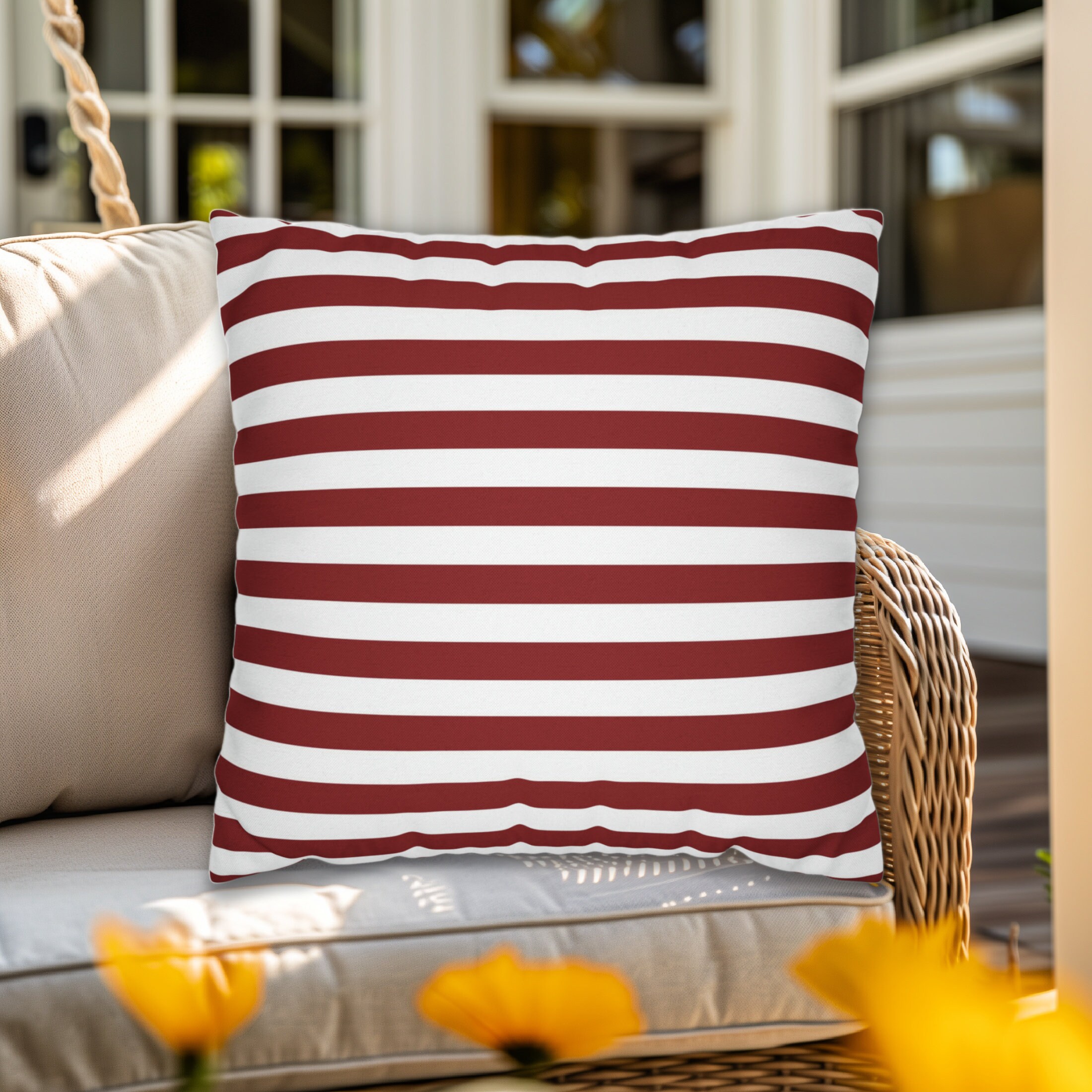 Red and white striped throw pillows hotsell