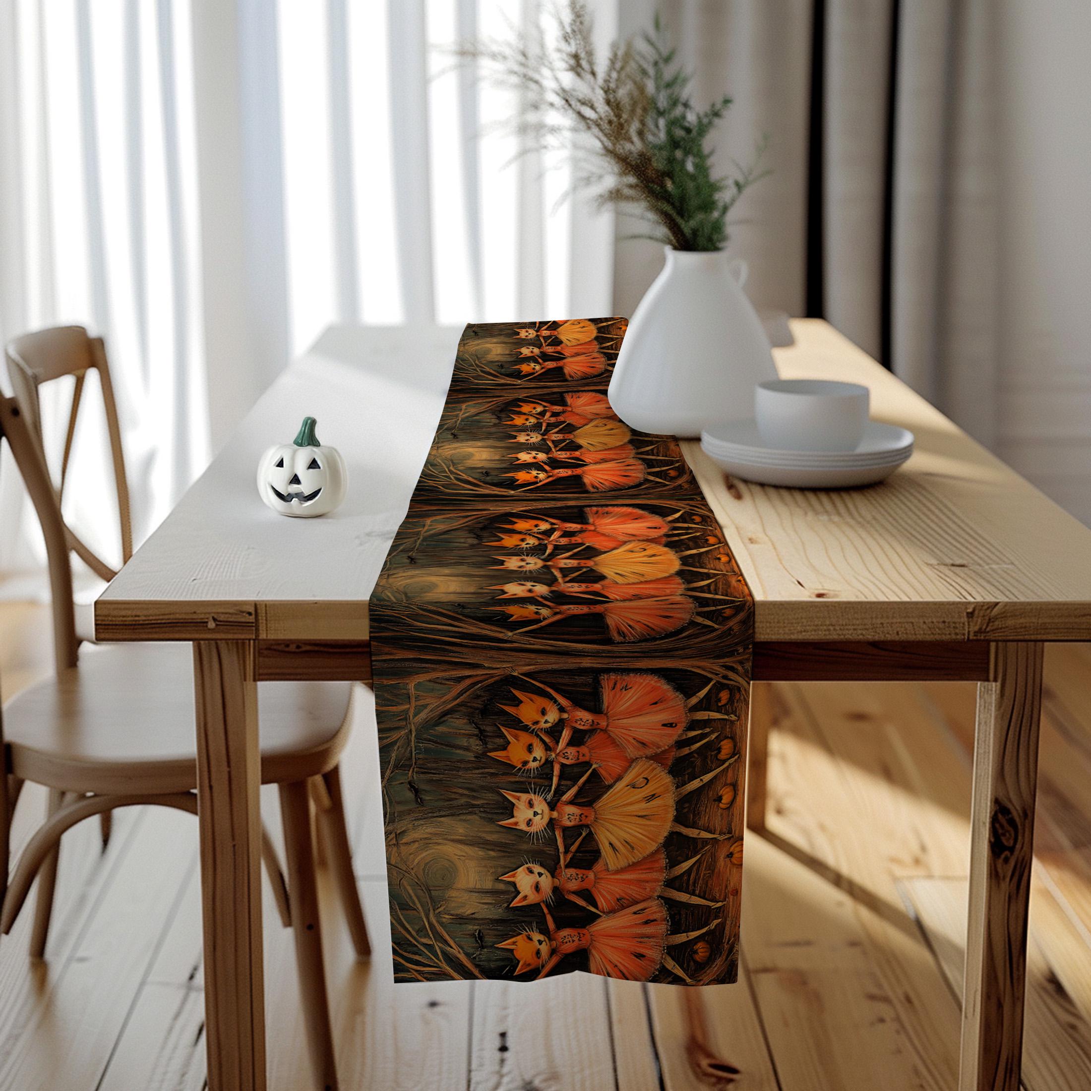 Runner Da Tavola Per Halloween Con Ragnatela In Pizzo Nero - 45x183 Cm, Decorazione Spettrale Per Cene E Feste A Tema - 5