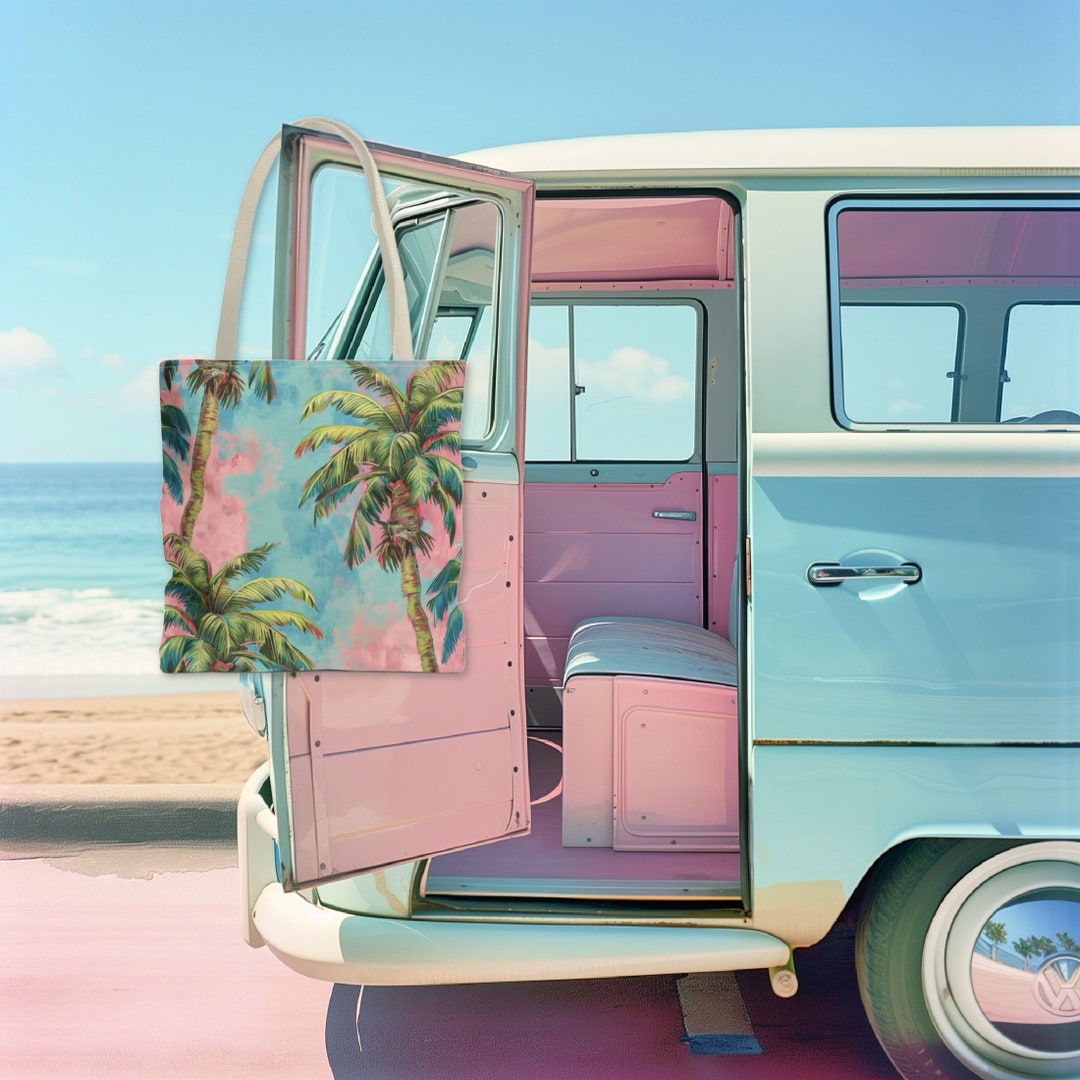 Bahamas Nassau Beach Tote Bag - Vintage Palm Trees Vacation Design