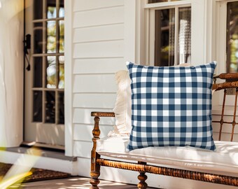 CARRIE HOME Light Blue Buffalo Plaid Pillow Covers - Set Of 2, 18x18 Inch Farmhouse Outdoor Decor - View #12